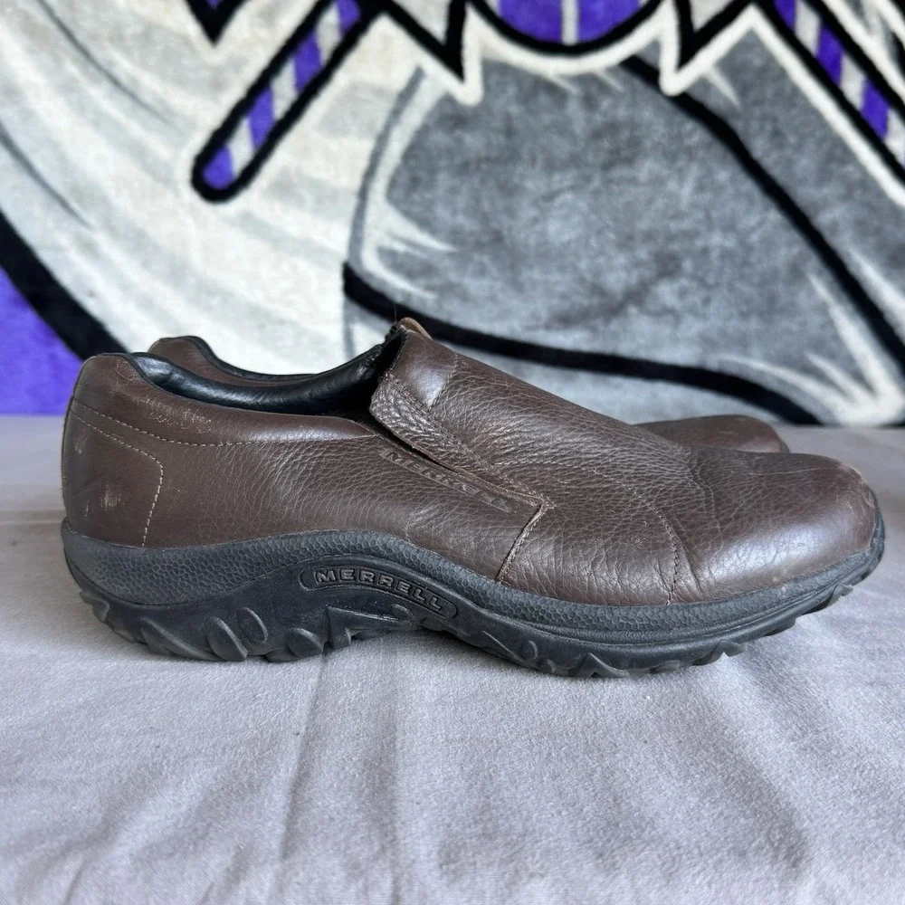 Size 12 - Merrell Jungle Moc Leather Mahogany‎ Brown Shoes Loafers J63883 Men's
